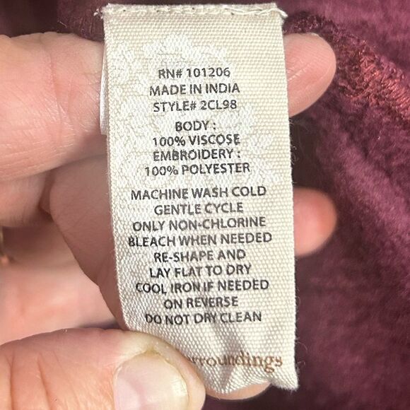 Soft Surroundings Burgundy Purple Embroidered Fleece Lined Cardigan Large - Picture 6 of 7